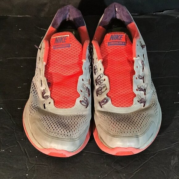 NIKE Red Gray Lunar Glide 4 Track Activewear Athletic Running Shoes - Picture 4 of 8